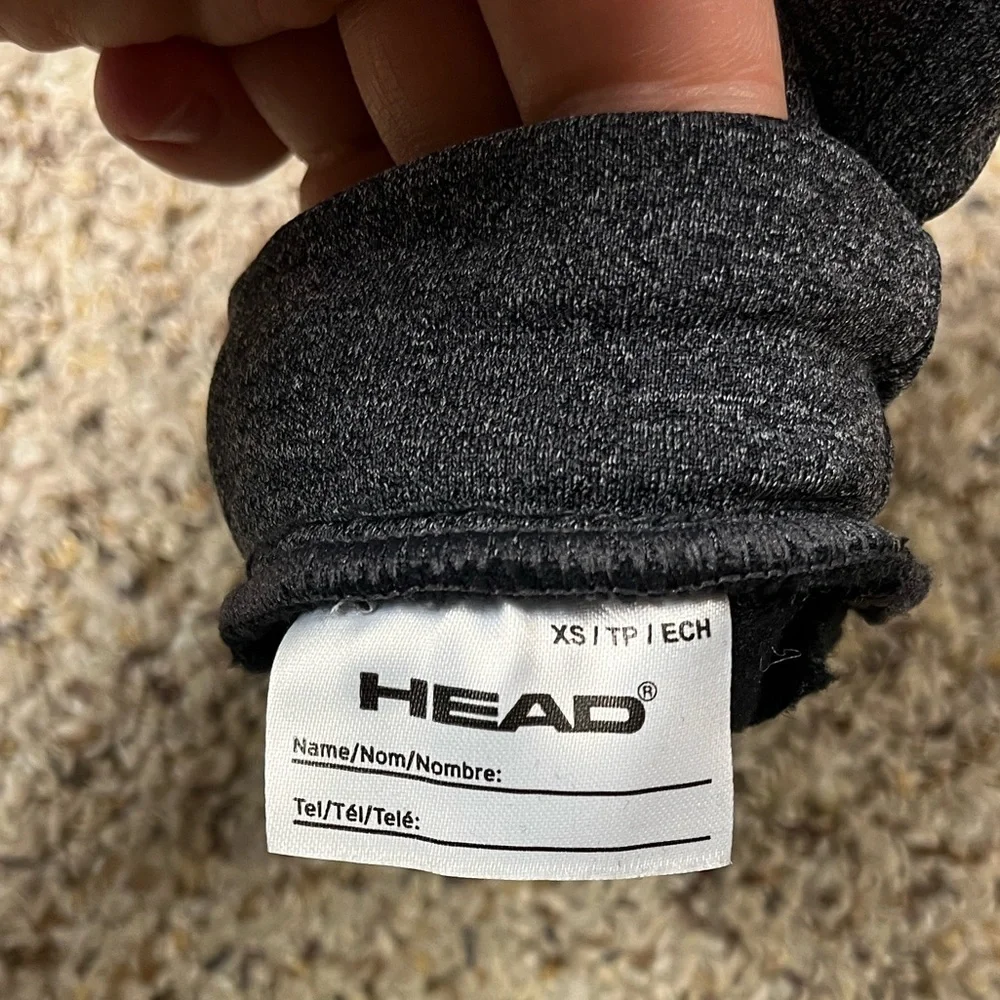 Head Charcoal Mittens with Vibrant Yellow Emblem